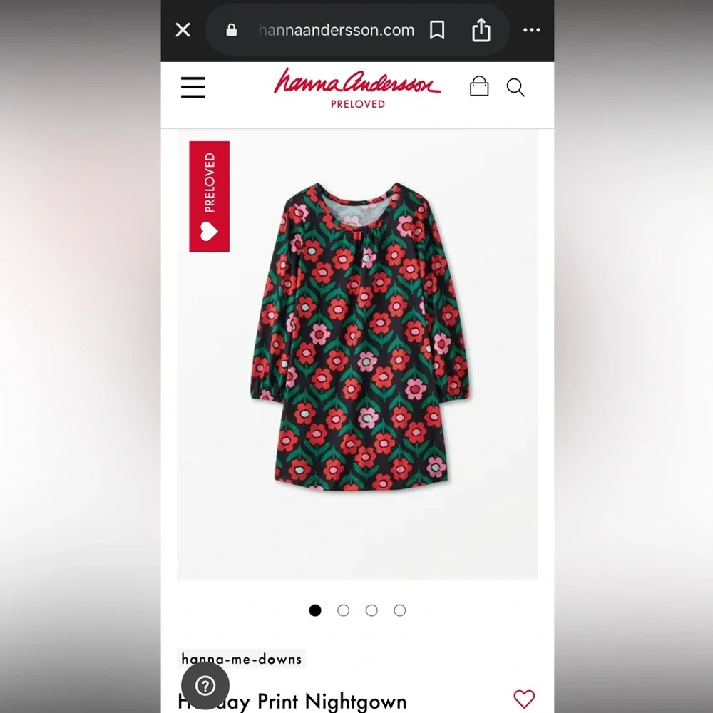Hanna Andersson Red Pink Floral Holiday Print Nightgown 4T
